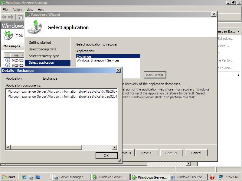 Backup and Restore Exchange 2007 using Windows Server 2008 backup